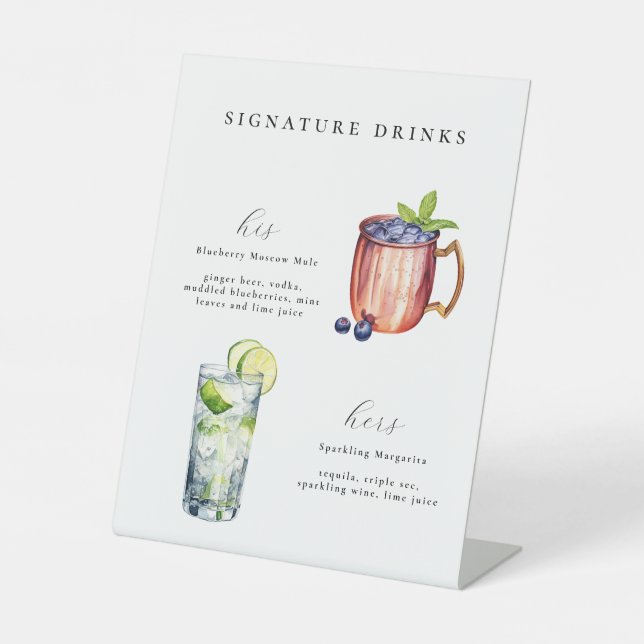 Signature Drinks Wedding Pedestal Sign (Front)