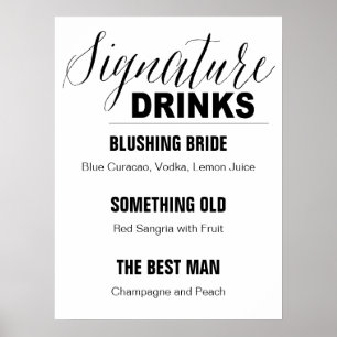 Signature Drinks Wedding sign black and white