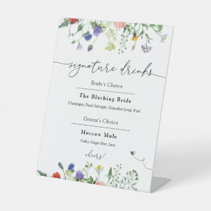 Signature Drinks Wildflowers and Buzzing Bees  Pedestal Sign