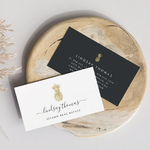 Signature Faux Gold Pineapple Business Card