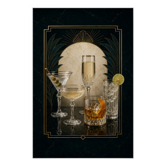 Signature Five Cocktail Collection Art Deco Poster