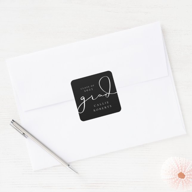 Signature Grad Script Square Sticker (Envelope)