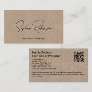 Signature Kraft Paper Style QR Business Card