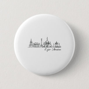 Signature Kyiv City Skyline - Ukraine Souvenir 6 Cm Round Badge