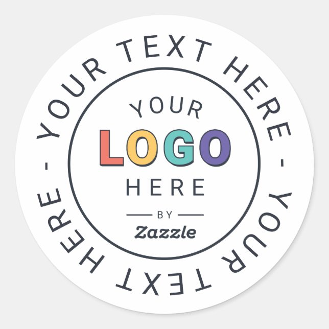 Signature Logo and Custom Message Classic Round Sticker (Front)