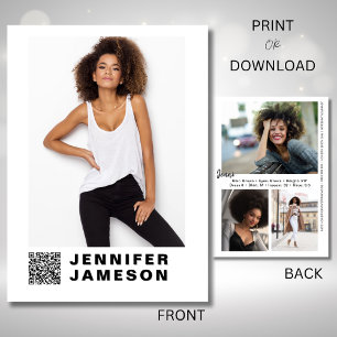Signature Model Comp Card   QR Code + 4 Photos