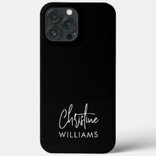 Signature Monogram Handwritten Script Black iPhone 13 Pro Max Case