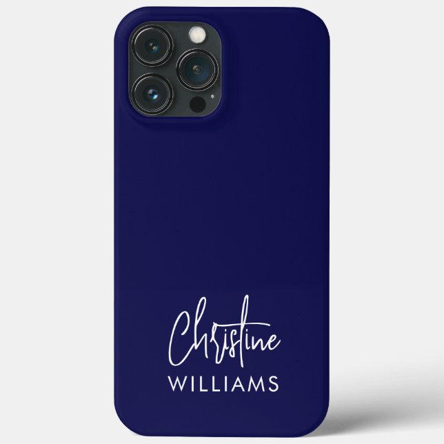 Signature Monogram Handwritten Script Blue Case-Mate iPhone Case (Back)