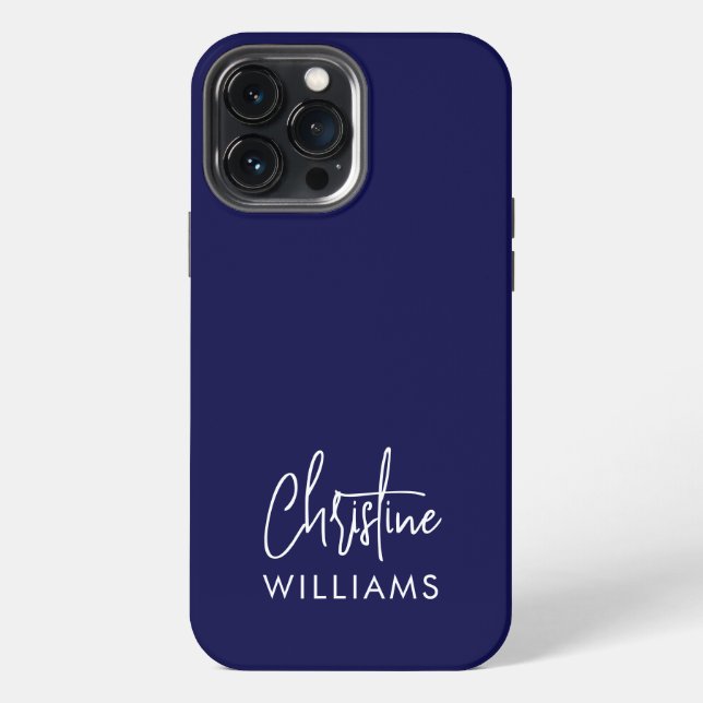 Signature Monogram Handwritten Script Blue iPhone Case (Back)