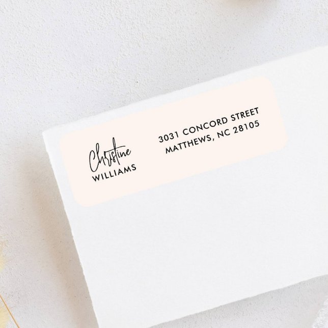 Signature Monogram Handwritten Script Blush pink (Elegant signature formal business return label with signature name and surname and template)
