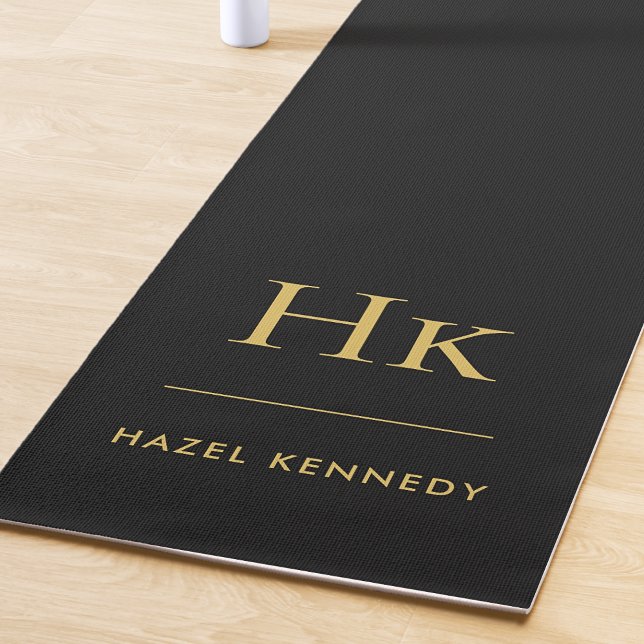 Signature Monogram Simple Black Gold Yoga Mat (Creator Uploaded)