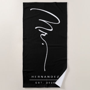 Signature MR. Beach Towel, Black & White, Minimal Towel
