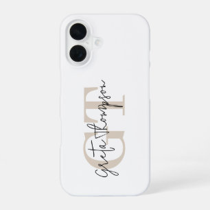 Signature Name Beige Monogram iPhone 16 Case