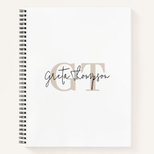 Signature Name Beige Monogram Notebook