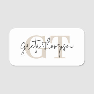 Signature Name Beige Monogram Tag