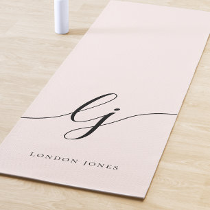 Signature Name Simple Calligraphy Blush Pink Yoga Mat