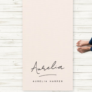 Signature Name Simple Minimal Blush Pink Yoga Mat