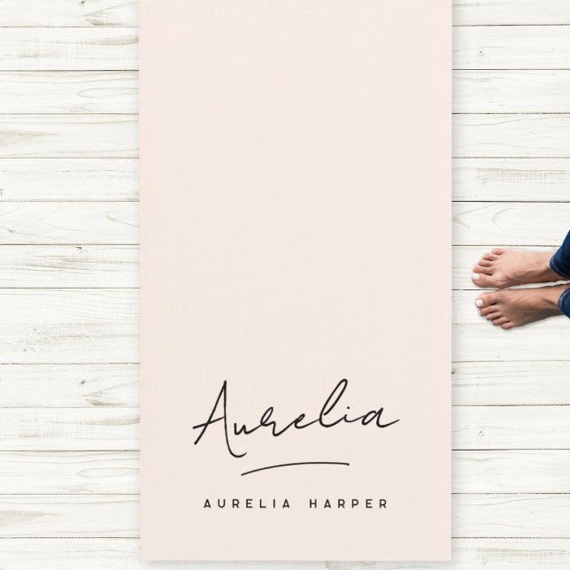 Signature Name Simple Minimal Blush Pink Yoga Mat (Creator Uploaded)