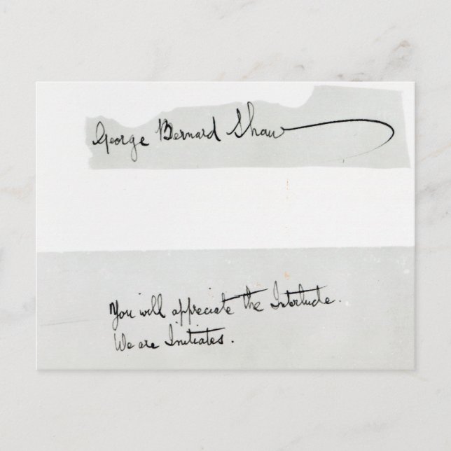 Signature of George Bernard Shaw Postcard (Front)