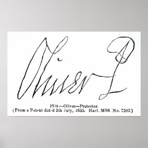 Signature of Oliver Cromwell  Lord Protector Poster
