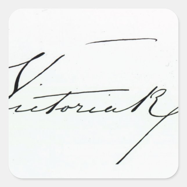 Signature of Queen Victoria (pen and ink on paper Square Sticker (Front)