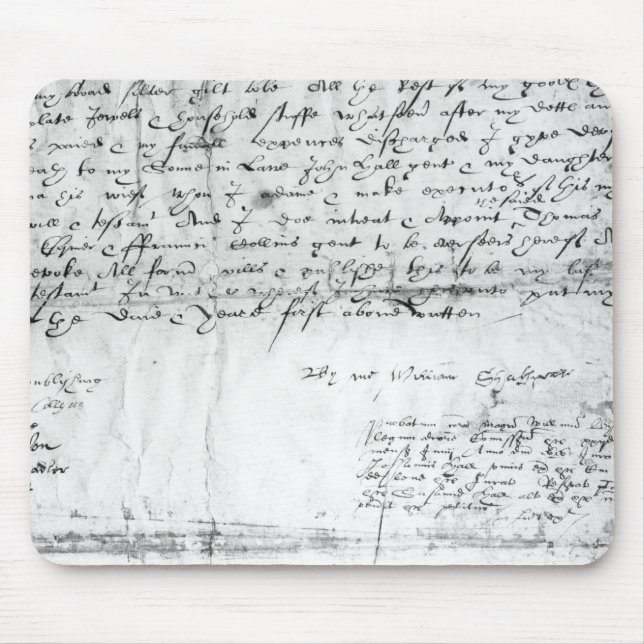 Signature of William Shakespeare , 1616 Mouse Pad (Front)