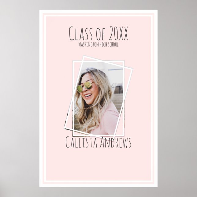 SIGNATURE Photo Simple Pink White Graduation Party Poster (Front)