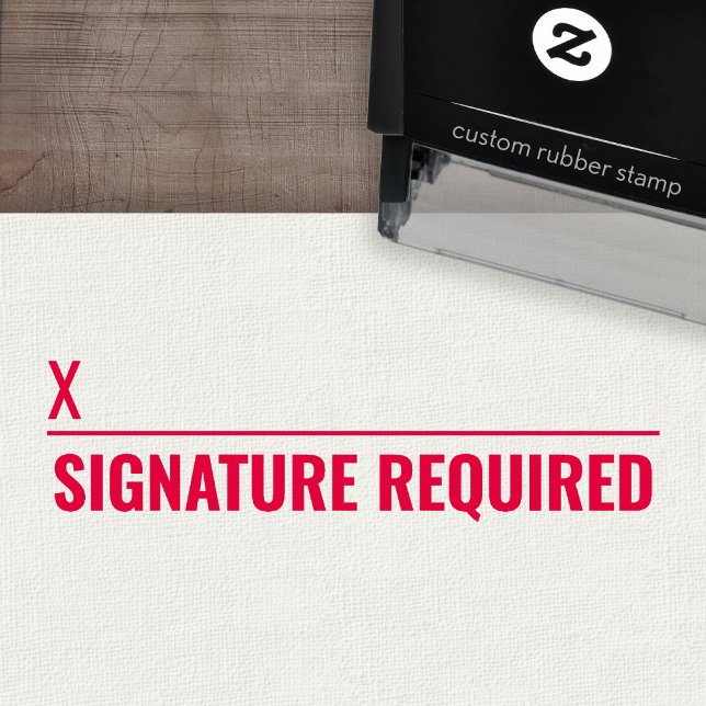 Signature Required with x signing line - Bold Self-inking Stamp (Custom Teacher Stamp - Self Inking Rubber Stamp)