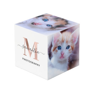 Signature Rose Gold M Monogram Photographer Logo Cube
