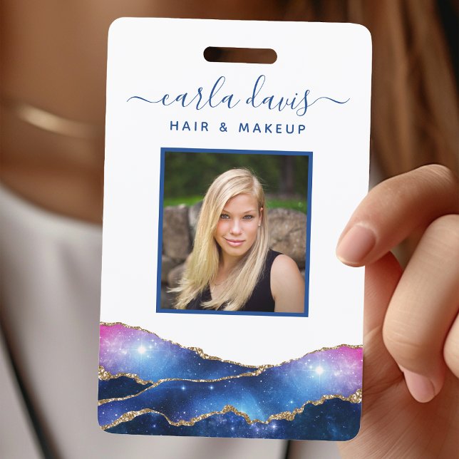Signature Script Agate Watercolor Galaxy Salon ID ID Badge (Creator Uploaded)
