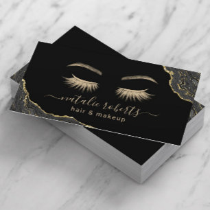 Signature Script Black & Gold Marble Beauty Salon Business Card