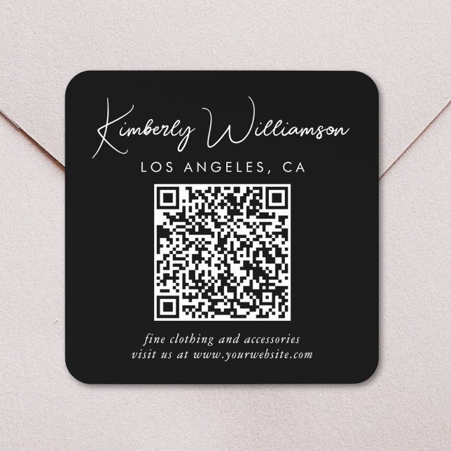 Signature Script Black QR Code Square Sticker (Creator Uploaded)