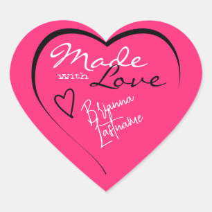 Signature Script Bright Pink Made with Love Heart Sticker