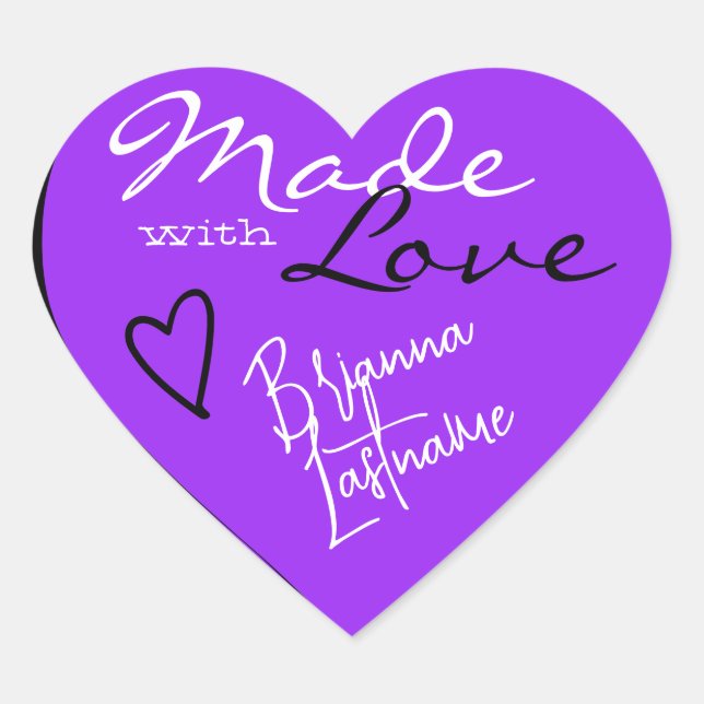 Signature Script Bright Purple Made with Love Heart Sticker (Front)