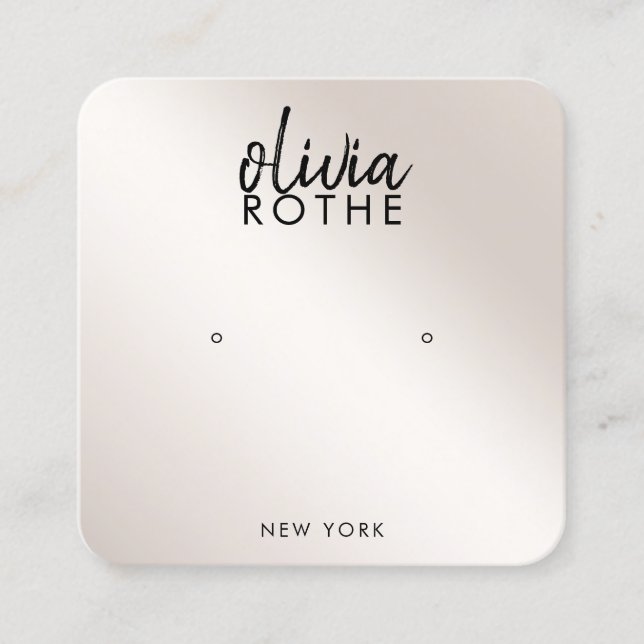 Signature Script Champagne Gold Gradient Earring  Square Business Card (Front)