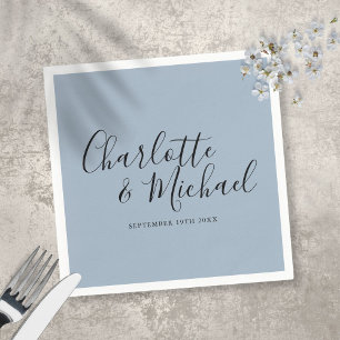 Signature Script Dusty Blue Elegant Wedding Napkin
