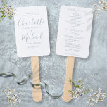 Signature Script Dusty Blue Wedding Program Hand Fan<br><div class="desc">Dusty blue signature script wedding program featuring chic modern typography,  this stylish wedding program can be personalised with your special wedding day information. Designed by Thisisnotme©</div>