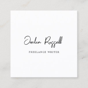 Signature Script Font Black and White Square Square Business Card