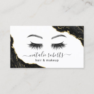 Signature Script Gold Marble Agate Beauty Salon Business Card