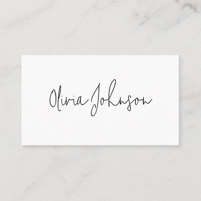 Signature Script Modern Black White Business Card  (Front)