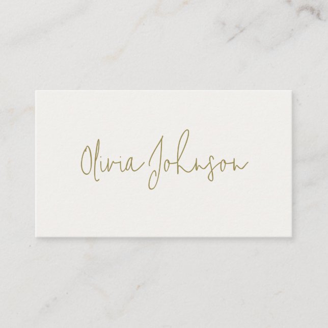 Signature Script Modern Gold Ivory Business Card  (Front)