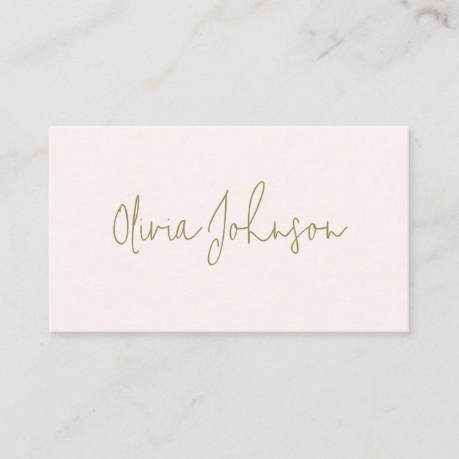Signature Script Modern Gold Pink Business Card  (Front)