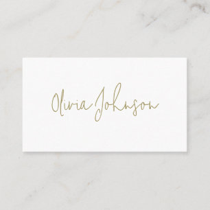 Signature Script Modern Gold White Business Card 