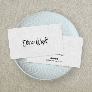 Signature Script Modern, Grey Linen Professional Business Card
