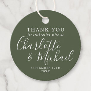Signature Script Olive Green Thank You Favour Tags