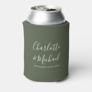 Signature Script Olive Green Wedding Can Cooler