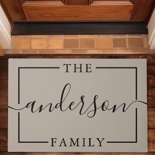 Signature Script Personalised Taupe Family Name Doormat