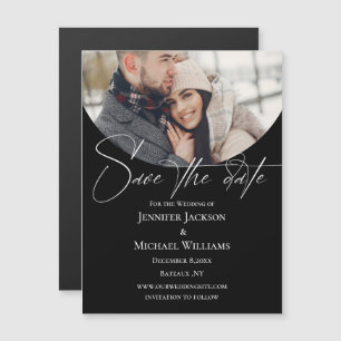signature script photo black save the date magnet