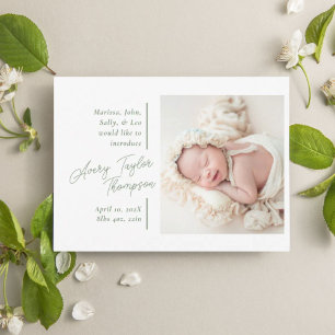 Signature Script Photo Modern Baby Birth Announcement