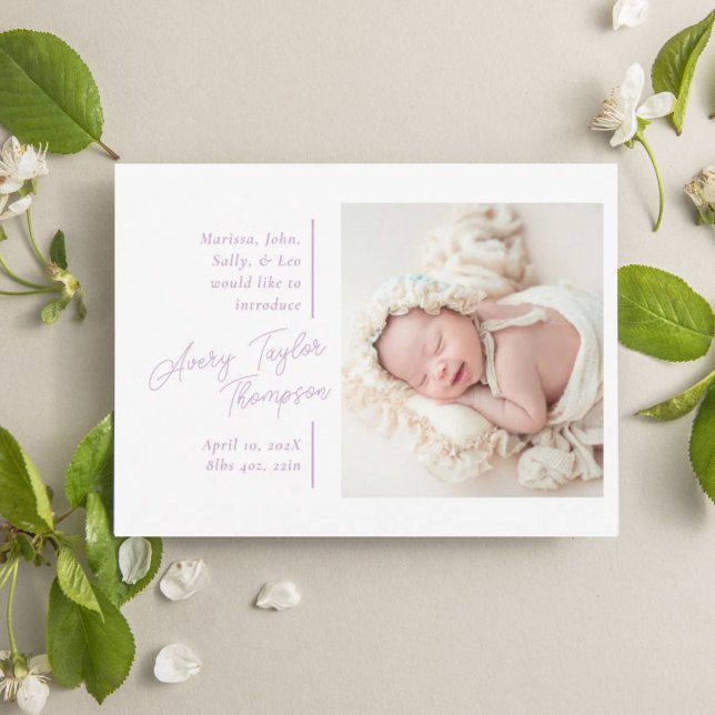 Signature Script Photo Modern Baby Birth Announcement (Creator Uploaded)